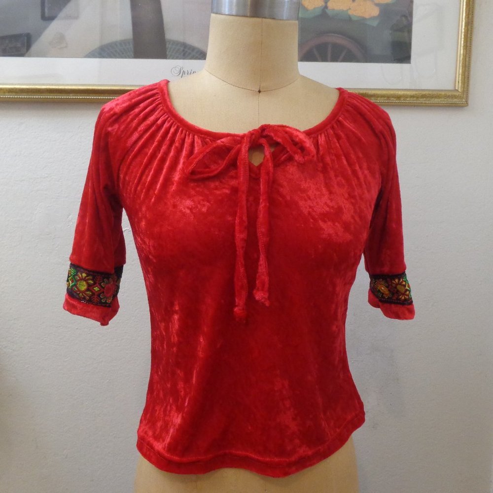 NWT Bonkers Red Bohemian Style Blouse Top